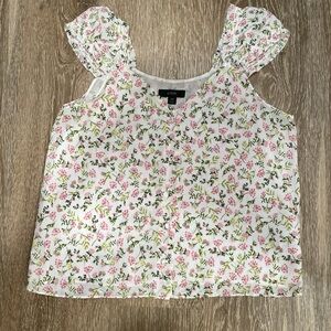 J. Crew Floral Blouse Cap Sleeve Button Up Size XS